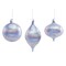 Contemporary Home Living Set of 6 Silver and Blue Glass Assorted Christmas Ornaments 6.75"